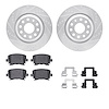 7312-74083 Drilled/Slotted Brake Rotor with 3000-Series Ceramic Brake Pads Kit & Hardware [Silver], 2006-2021 Audi/Volkswagen, P - image 1