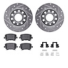 7312-74084 Drilled/Slotted Brake Rotor with 3000-Series Ceramic Brake Pads Kit & Hardware [Silver], 2005-2013 Audi/Volkswagen, P - image 1