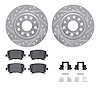 7312-74085 Drilled/Slotted Brake Rotor with 3000-Series Ceramic Brake Pads Kit & Hardware [Silver], 2005-2018 Audi/Volkswagen, P - image 1