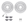 7312-74091 Drilled/Slotted Brake Rotor with 3000-Series Ceramic Brake Pads Kit & Hardware [Silver], Fits Select Audi/Volkswagen, - image 1