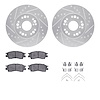 7312-75002 Drilled/Slotted Brake Rotor with 3000-Series Ceramic Brake Pads Kit & Hardware [Silver], 1991-1992 Lexus/Toyota/Scion - image 1