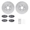 7312-75005 Drilled/Slotted Brake Rotor with 3000-Series Ceramic Brake Pads Kit & Hardware [Silver], 1992-2000 Lexus/Toyota/Scion - image 1