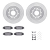 7312-75007 Drilled/Slotted Brake Rotor with 3000-Series Ceramic Brake Pads Kit & Hardware [Silver], 1992-2000 Lexus/Toyota/Scion - image 1