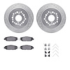 7312-75009 Drilled/Slotted Brake Rotor with 3000-Series Ceramic Brake Pads Kit & Hardware [Silver], 1993-2000 Lexus/Toyota/Scion - image 1