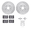 7312-75011 Drilled/Slotted Brake Rotor with 3000-Series Ceramic Brake Pads Kit & Hardware [Silver], 1995-2000 Lexus/Toyota/Scion - image 1