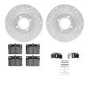 7312-76002 Drilled/Slotted Brake Rotor with 3000-Series Ceramic Brake Pads Kit & Hardware [Silver], 1980-1980 Lexus/Toyota/Scion - image 1