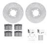 7312-76003 Drilled/Slotted Brake Rotor with 3000-Series Ceramic Brake Pads Kit & Hardware [Silver], 1981-1983 Lexus/Toyota/Scion - image 1