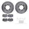 7312-76011 Drilled/Slotted Brake Rotor with 3000-Series Ceramic Brake Pads Kit & Hardware [Silver], 1981-1985 Lexus/Toyota/Scion - image 1