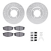 7312-76023 Drilled/Slotted Brake Rotor with 3000-Series Ceramic Brake Pads Kit & Hardware [Silver], 1981-1982 Lexus/Toyota/Scion - image 1