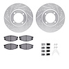 7312-76025 Drilled/Slotted Brake Rotor with 3000-Series Ceramic Brake Pads Kit & Hardware [Silver], 1984-1987 Lexus/Toyota/Scion - image 1