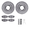 7312-76026 Drilled/Slotted Brake Rotor with 3000-Series Ceramic Brake Pads Kit & Hardware [Silver], 1985-1988 Lexus/Toyota/Scion - image 1