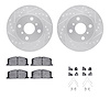 7312-76031 Drilled/Slotted Brake Rotor with 3000-Series Ceramic Brake Pads Kit & Hardware [Silver], 1985-1988 Multiple Makes/Mod - image 1
