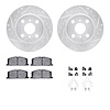 7312-76033 Drilled/Slotted Brake Rotor with 3000-Series Ceramic Brake Pads Kit & Hardware [Silver], 1986-1989 Lexus/Toyota/Scion - image 1