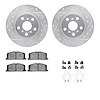 7312-76034 Drilled/Slotted Brake Rotor with 3000-Series Ceramic Brake Pads Kit & Hardware [Silver], 1986-1989 Lexus/Toyota/Scion - image 1