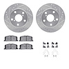 7312-76038 Drilled/Slotted Brake Rotor with 3000-Series Ceramic Brake Pads Kit & Hardware [Silver], 1991-1995 Lexus/Toyota/Scion - image 1