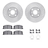 7312-76040 Drilled/Slotted Brake Rotor with 3000-Series Ceramic Brake Pads Kit & Hardware [Silver], 1992-1995 Lexus/Toyota/Scion - image 1