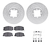 7312-76041 Drilled/Slotted Brake Rotor with 3000-Series Ceramic Brake Pads Kit & Hardware [Silver], 1982-1985 Lexus/Toyota/Scion - image 1