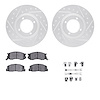 7312-76043 Drilled/Slotted Brake Rotor with 3000-Series Ceramic Brake Pads Kit & Hardware [Silver], 1986-1989 Lexus/Toyota/Scion - image 1