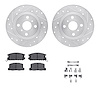 7312-76050 Drilled/Slotted Brake Rotor with 3000-Series Ceramic Brake Pads Kit & Hardware [Silver], 1987-1989 Lexus/Toyota/Scion - image 1