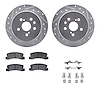 7312-76051 Drilled/Slotted Brake Rotor with 3000-Series Ceramic Brake Pads Kit & Hardware [Silver], 1986-1993 Lexus/Toyota/Scion - image 1
