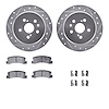7312-76053 Drilled/Slotted Brake Rotor with 3000-Series Ceramic Brake Pads Kit & Hardware [Silver], 1988-1991 Lexus/Toyota/Scion - image 1