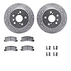 7312-76055 Drilled/Slotted Brake Rotor with 3000-Series Ceramic Brake Pads Kit & Hardware [Silver], 1992-1996 Lexus/Toyota/Scion - image 1