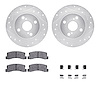 7312-76064 Drilled/Slotted Brake Rotor with 3000-Series Ceramic Brake Pads Kit & Hardware [Silver], 1987-1992 Multiple Makes/Mod - image 1