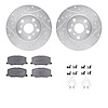 7312-76065 Drilled/Slotted Brake Rotor with 3000-Series Ceramic Brake Pads Kit & Hardware [Silver], 1987-1991 Lexus/Toyota/Scion - image 1