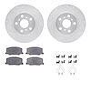 7312-76068 Drilled/Slotted Brake Rotor with 3000-Series Ceramic Brake Pads Kit & Hardware [Silver], 1990-1991 Lexus/Toyota/Scion - image 1