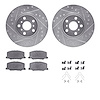 7312-76069 Drilled/Slotted Brake Rotor with 3000-Series Ceramic Brake Pads Kit & Hardware [Silver], 1990-1993 Lexus/Toyota/Scion - image 1