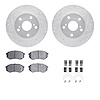 7312-76071 Drilled/Slotted Brake Rotor with 3000-Series Ceramic Brake Pads Kit & Hardware [Silver], 1989-1992 Lexus/Toyota/Scion - image 1