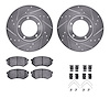 7312-76074 Drilled/Slotted Brake Rotor with 3000-Series Ceramic Brake Pads Kit & Hardware [Silver], 1995-2004 Lexus/Toyota/Scion - image 1