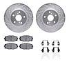 7312-76075 Drilled/Slotted Brake Rotor with 3000-Series Ceramic Brake Pads Kit & Hardware [Silver], 1986-1992 Lexus/Toyota/Scion - image 1