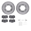 7312-76076 Drilled/Slotted Brake Rotor with 3000-Series Ceramic Brake Pads Kit & Hardware [Silver], 1995-2004 Lexus/Toyota/Scion - image 1