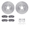 7312-76079 Drilled/Slotted Brake Rotor with 3000-Series Ceramic Brake Pads Kit & Hardware [Silver], 1992-1996 Lexus/Toyota/Scion - image 1
