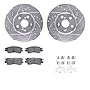 7312-76080 Drilled/Slotted Brake Rotor with 3000-Series Ceramic Brake Pads Kit & Hardware [Silver], 1994-1997 Lexus/Toyota/Scion - image 1