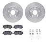 7312-76081 Drilled/Slotted Brake Rotor with 3000-Series Ceramic Brake Pads Kit & Hardware [Silver], 1995-2003 Lexus/Toyota/Scion - image 1