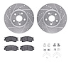 7312-76082 Drilled/Slotted Brake Rotor with 3000-Series Ceramic Brake Pads Kit & Hardware [Silver], 1998-1999 Lexus/Toyota/Scion - image 1