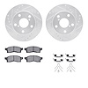 7312-76083 Drilled/Slotted Brake Rotor with 3000-Series Ceramic Brake Pads Kit & Hardware [Silver], 1991-1991 Lexus/Toyota/Scion - image 1