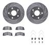 7312-76084 Drilled/Slotted Brake Rotor with 3000-Series Ceramic Brake Pads Kit & Hardware [Silver], 1991-1994 Lexus/Toyota/Scion - image 1