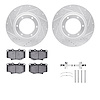 7312-76087 Drilled/Slotted Brake Rotor with 3000-Series Ceramic Brake Pads Kit & Hardware [Silver], 1993-1997 Lexus/Toyota/Scion - image 1