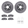 7312-76089 Drilled/Slotted Brake Rotor with 3000-Series Ceramic Brake Pads Kit & Hardware [Silver], 1991-1997 Lexus/Toyota/Scion - image 1