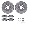 7312-76092 Drilled/Slotted Brake Rotor with 3000-Series Ceramic Brake Pads Kit & Hardware [Silver], 1994-1997 Lexus/Toyota/Scion - image 1