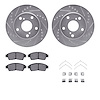 7312-76094 Drilled/Slotted Brake Rotor with 3000-Series Ceramic Brake Pads Kit & Hardware [Silver], 1997-2001 Lexus/Toyota/Scion - image 1