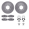 7312-76096 Drilled/Slotted Brake Rotor with 3000-Series Ceramic Brake Pads Kit & Hardware [Silver], 1993-1998 Lexus/Toyota/Scion - image 1
