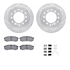 7312-76100 Drilled/Slotted Brake Rotor with 3000-Series Ceramic Brake Pads Kit & Hardware [Silver], Fits Select Lexus/Toyota/Sci - image 1