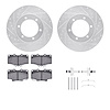 7312-76102 Drilled/Slotted Brake Rotor with 3000-Series Ceramic Brake Pads Kit & Hardware [Silver], 1991-1998 Lexus/Toyota/Scion - image 1