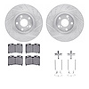 7312-76107 Drilled/Slotted Brake Rotor with 3000-Series Ceramic Brake Pads Kit & Hardware [Silver], 1993-1998 Lexus/Toyota/Scion - image 1
