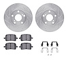 7312-76112 Drilled/Slotted Brake Rotor with 3000-Series Ceramic Brake Pads Kit & Hardware [Silver], 1997-2004 Lexus/Toyota/Scion - image 1
