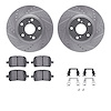7312-76113 Drilled/Slotted Brake Rotor with 3000-Series Ceramic Brake Pads Kit & Hardware [Silver], 1999-2001 Lexus/Toyota/Scion - image 1